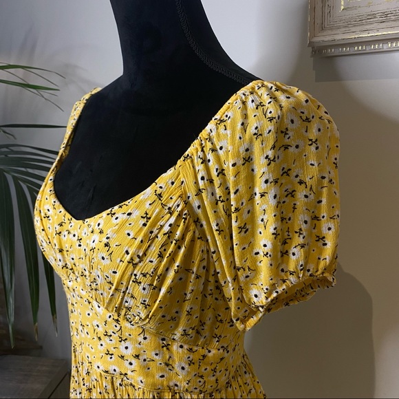 Mooloola Bright Yellow Floral Mini Dress Size 10 - Picture 5 of 12